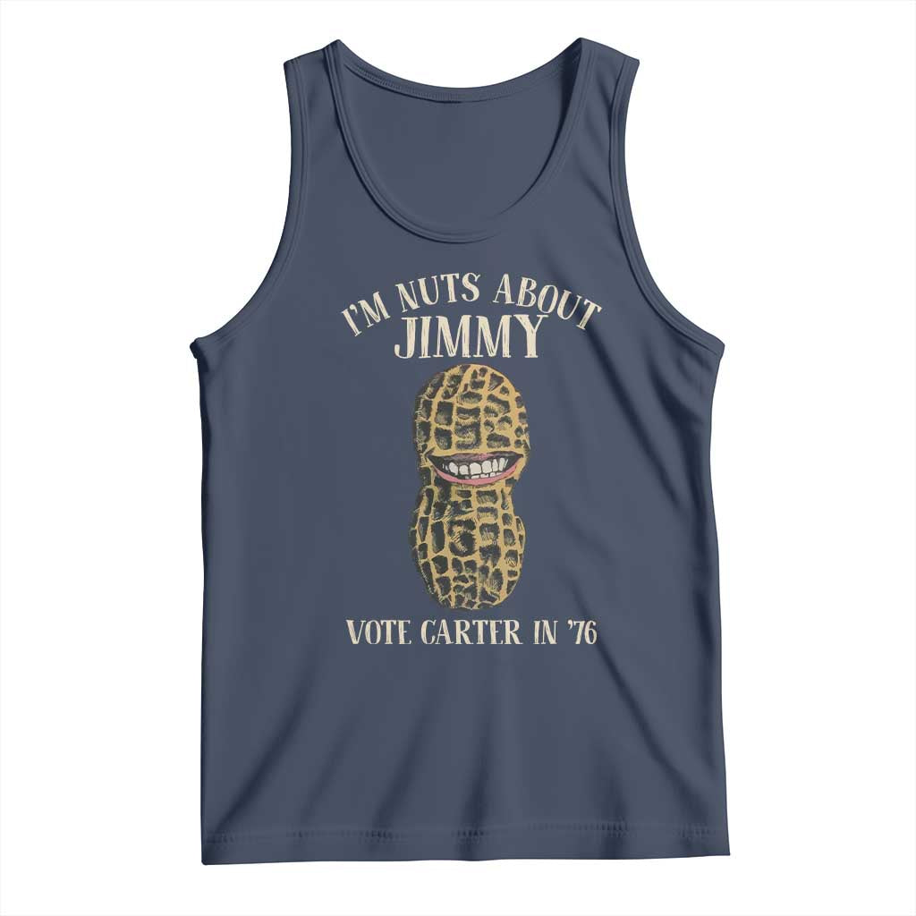 Jimmy Carter Supporter Tank Top I'm Nuts About Jimmy Vote Carter In '76 Peanut TS11 Navy Print Your Wear