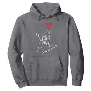 Funny Valentine's Day I Love You Hand Sign ASL Heart Hoodie TS11 Charcoal Print Your Wear