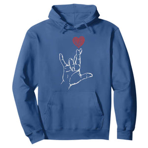 Funny Valentine's Day I Love You Hand Sign ASL Heart Hoodie TS11 Royal Blue Print Your Wear