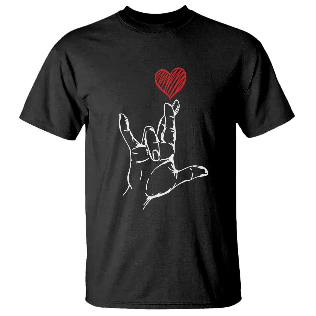 Funny Valentine's Day I Love You Hand Sign ASL Heart T Shirt TS11 Black Print Your Wear