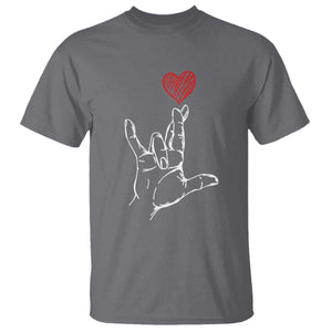 Funny Valentine's Day I Love You Hand Sign ASL Heart T Shirt TS11 Charcoal Print Your Wear