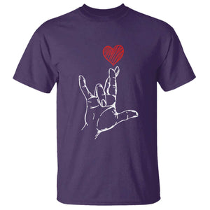 Funny Valentine's Day I Love You Hand Sign ASL Heart T Shirt TS11 Purple Print Your Wear
