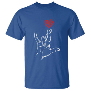 Funny Valentine's Day I Love You Hand Sign ASL Heart T Shirt TS11 Royal Blue Print Your Wear