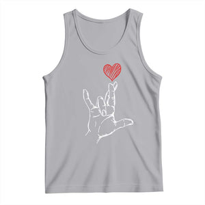 Funny Valentine's Day I Love You Hand Sign ASL Heart Tank Top TS11 Athletic Heather Print Your Wear