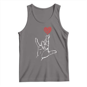 Funny Valentine's Day I Love You Hand Sign ASL Heart Tank Top TS11 Deep Heather Print Your Wear