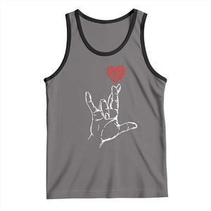 Funny Valentine's Day I Love You Hand Sign ASL Heart Tank Top TS11 Deep Heather Black Print Your Wear