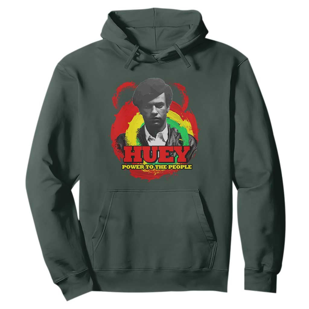 Huey P Newton Hoodie Power To The People Black History Month TS11 Dark Forest Green Print Your Wear