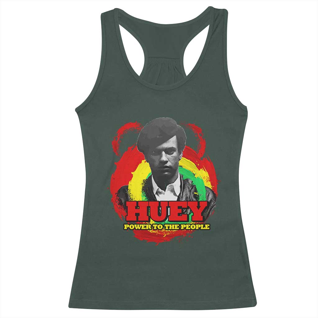 Huey P Newton Racerback Tank Top Power To The People Black History Month TS11 Dark Forest Green Print Your Wear