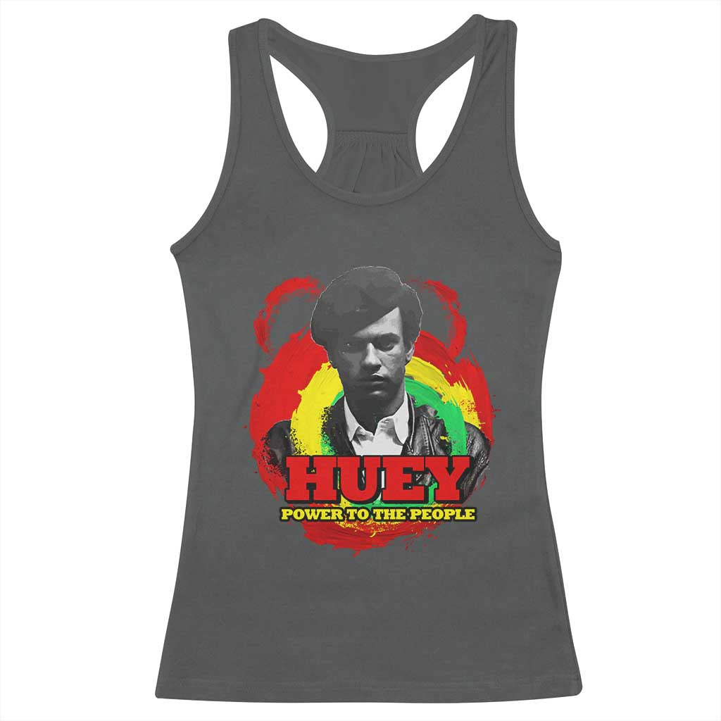Huey P Newton Racerback Tank Top Power To The People Black History Month TS11 Dark Heather Print Your Wear
