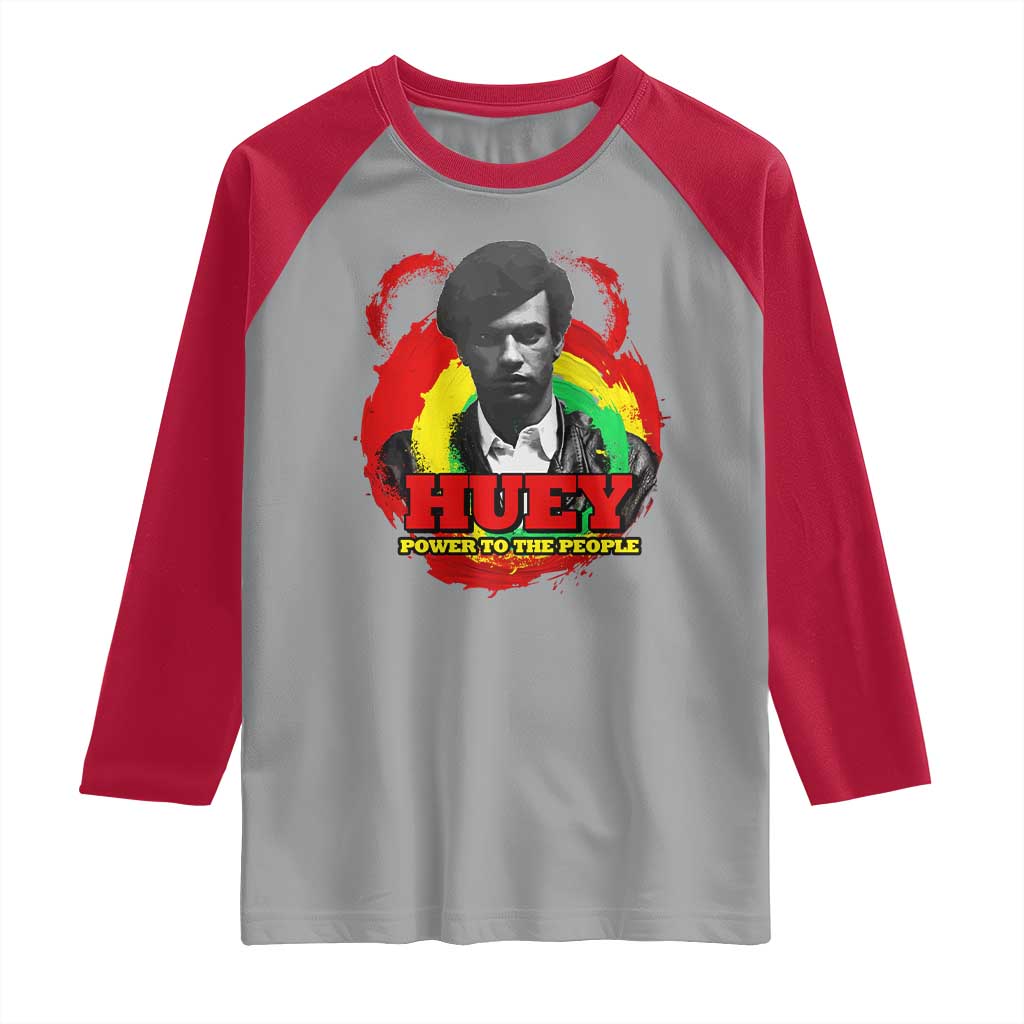 Huey P Newton Raglan Shirt Power To The People Black History Month TS11 Sport Gray Red Print Your Wear