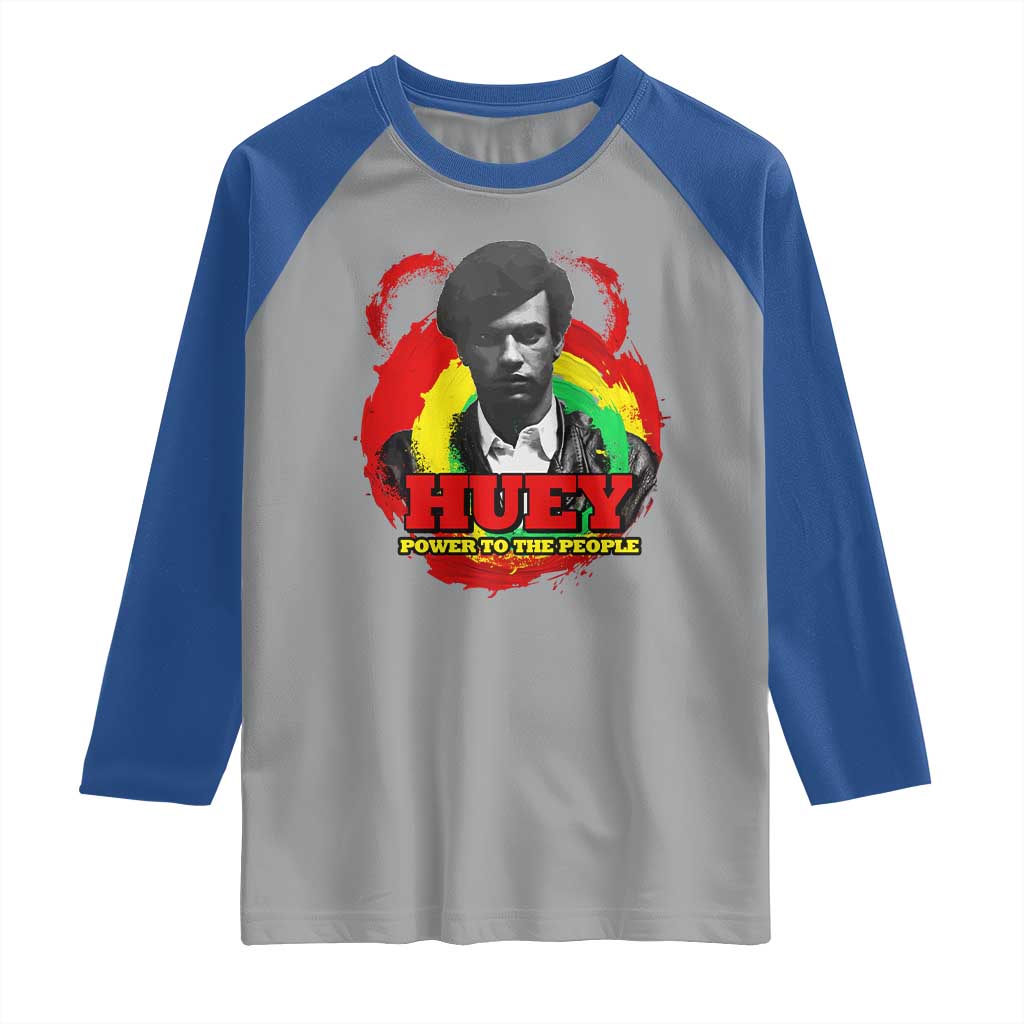 Huey P Newton Raglan Shirt Power To The People Black History Month TS11 Sport Gray Royal Print Your Wear