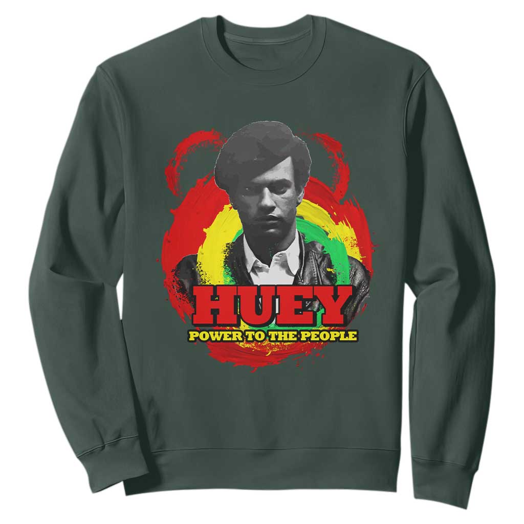 Huey P Newton Sweatshirt Power To The People Black History Month TS11 Dark Forest Green Print Your Wear