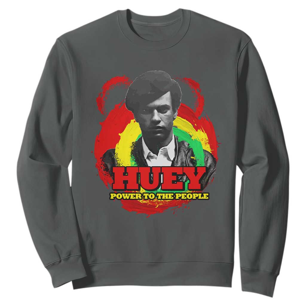 Huey P Newton Sweatshirt Power To The People Black History Month TS11 Dark Heather Print Your Wear