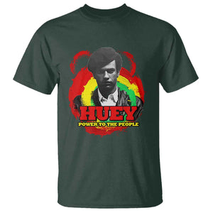 Huey P Newton T Shirt Power To The People Black History Month TS11 Dark Forest Green Print Your Wear