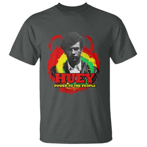 Huey P Newton T Shirt Power To The People Black History Month TS11 Dark Heather Print Your Wear