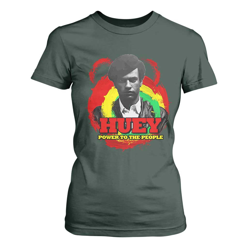 Huey P Newton T Shirt For Women Power To The People Black History Month TS11 Dark Forest Green Print Your Wear