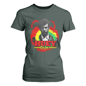Huey P Newton T Shirt For Women Power To The People Black History Month TS11 Dark Forest Green Print Your Wear