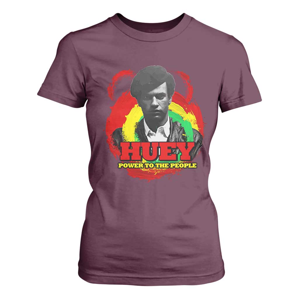 Huey P Newton T Shirt For Women Power To The People Black History Month TS11 Maroon Print Your Wear
