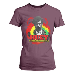 Huey P Newton T Shirt For Women Power To The People Black History Month TS11 Maroon Print Your Wear