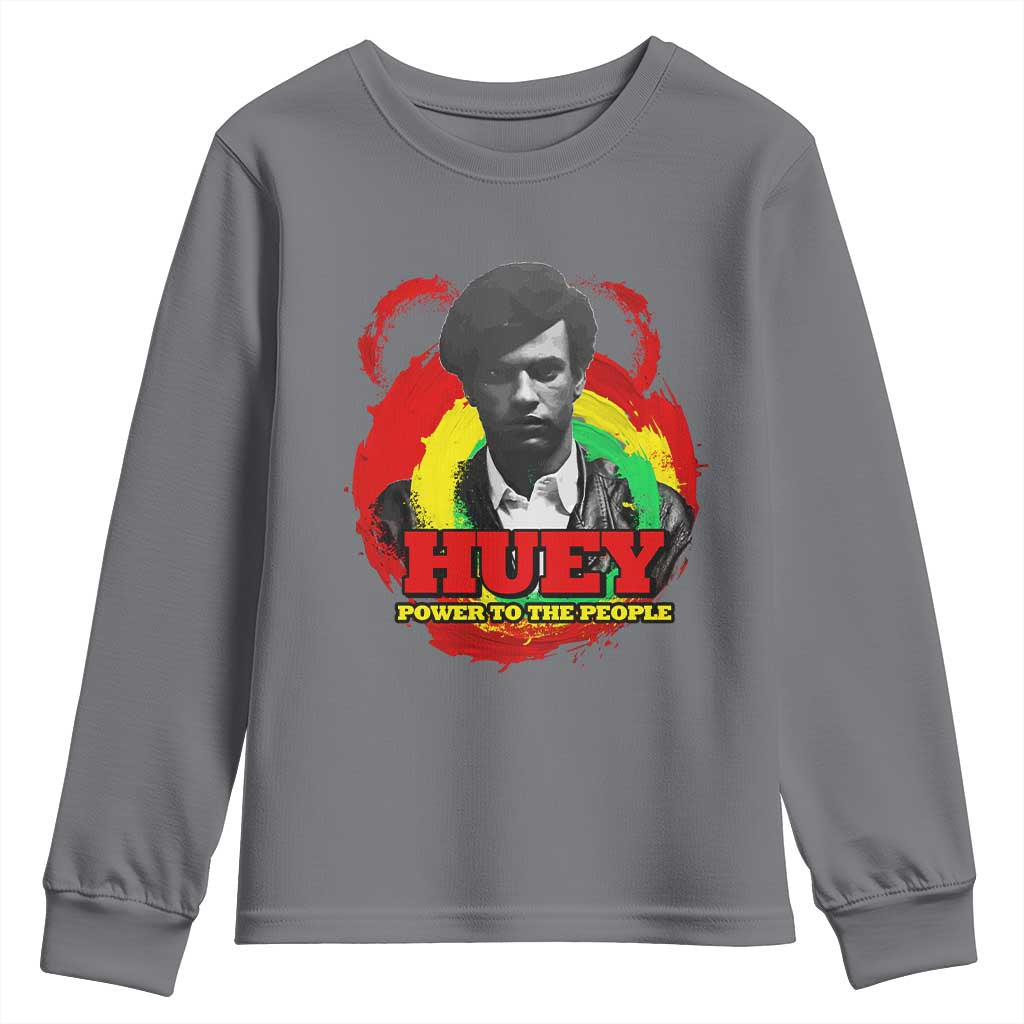 Huey P Newton Youth Sweatshirt Power To The People Black History Month TS11 Charcoal Print Your Wear