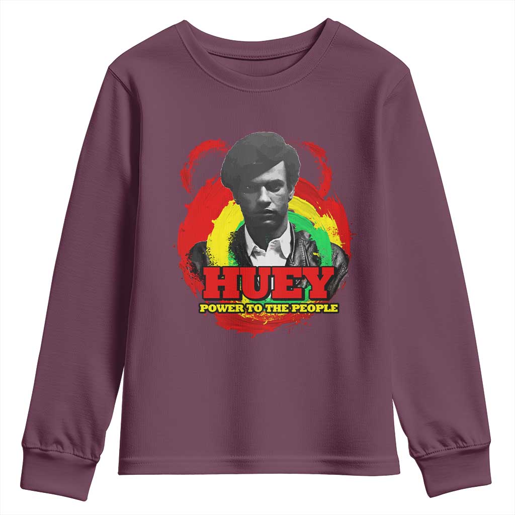 Huey P Newton Youth Sweatshirt Power To The People Black History Month TS11 Maroon Print Your Wear