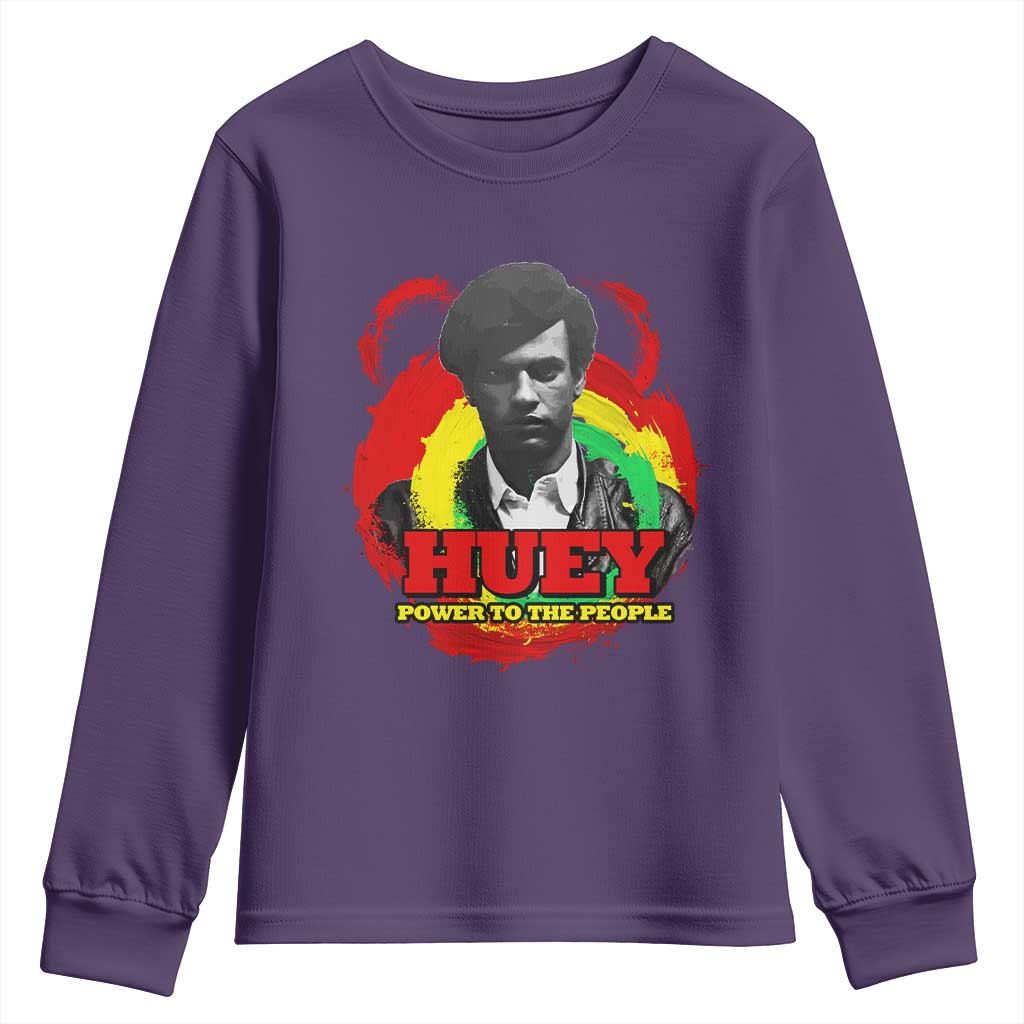 Huey P Newton Youth Sweatshirt Power To The People Black History Month TS11 Purple Print Your Wear