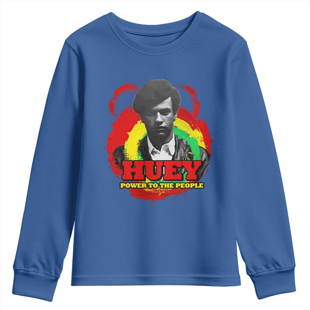 Huey P Newton Youth Sweatshirt Power To The People Black History Month TS11 Royal Blue Print Your Wear