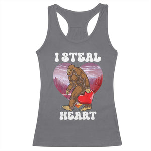 Funny Bigfoot Valentine's Day I Steal Heart Racerback Tank Top TS11 Charcoal Print Your Wear