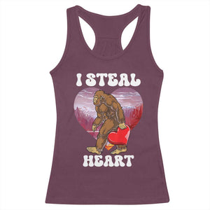 Funny Bigfoot Valentine's Day I Steal Heart Racerback Tank Top TS11 Maroon Print Your Wear