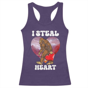 Funny Bigfoot Valentine's Day I Steal Heart Racerback Tank Top TS11 Purple Print Your Wear