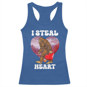 Funny Bigfoot Valentine's Day I Steal Heart Racerback Tank Top TS11 Royal Blue Print Your Wear