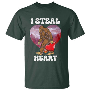 Funny Bigfoot Valentine's Day I Steal Heart T Shirt TS11 Dark Forest Green Print Your Wear