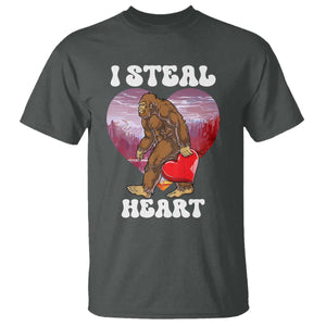 Funny Bigfoot Valentine's Day I Steal Heart T Shirt TS11 Dark Heather Print Your Wear
