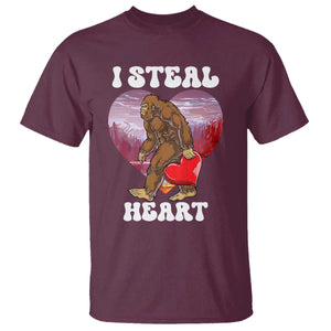 Funny Bigfoot Valentine's Day I Steal Heart T Shirt TS11 Maroon Print Your Wear
