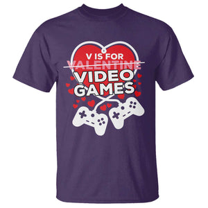 Funny Valentine's Day Gaming T Shirt V Is For Video Games Big Heart TS11 Purple Print Your Wear