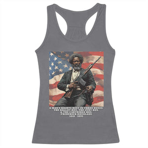 Frederick Douglass Racerback Tank Top A Man's Rights Rest In Three Boxes American Flag TS11 Charcoal Print Your Wear