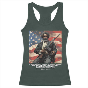 Frederick Douglass Racerback Tank Top A Man's Rights Rest In Three Boxes American Flag TS11 Dark Forest Green Print Your Wear
