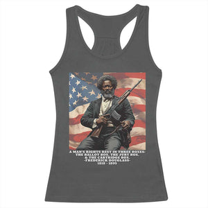 Frederick Douglass Racerback Tank Top A Man's Rights Rest In Three Boxes American Flag TS11 Dark Heather Print Your Wear
