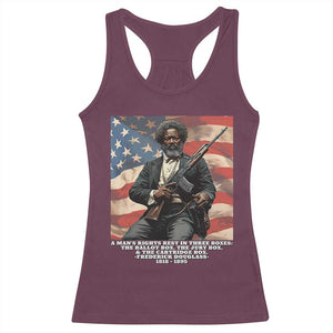 Frederick Douglass Racerback Tank Top A Man's Rights Rest In Three Boxes American Flag TS11 Maroon Print Your Wear