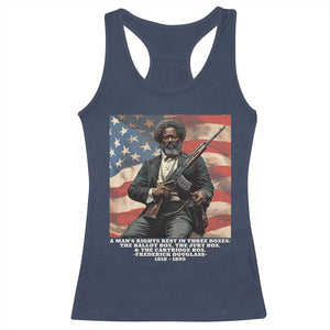 Frederick Douglass Racerback Tank Top A Man's Rights Rest In Three Boxes American Flag TS11 Navy Print Your Wear
