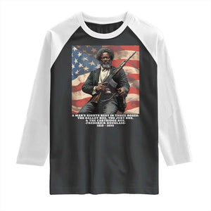 Frederick Douglass Raglan Shirt A Man's Rights Rest In Three Boxes American Flag TS11 Black White Print Your Wear