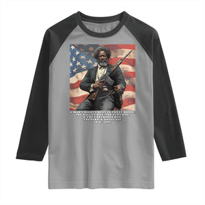 Frederick Douglass Raglan Shirt A Man's Rights Rest In Three Boxes American Flag TS11 Sport Gray Black Print Your Wear