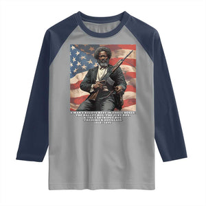 Frederick Douglass Raglan Shirt A Man's Rights Rest In Three Boxes American Flag TS11 Sport Gray Navy Print Your Wear