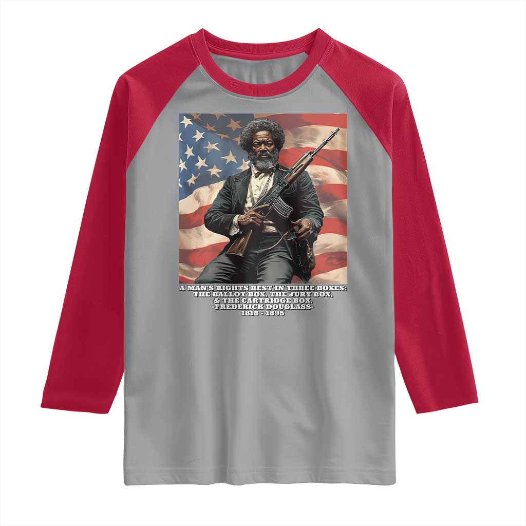 Frederick Douglass Raglan Shirt A Man's Rights Rest In Three Boxes American Flag TS11 Sport Gray Red Print Your Wear