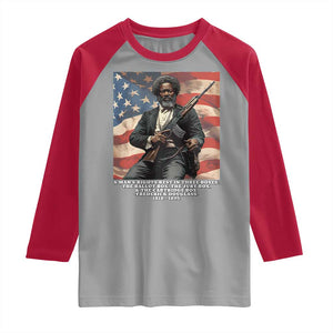 Frederick Douglass Raglan Shirt A Man's Rights Rest In Three Boxes American Flag TS11 Sport Gray Red Print Your Wear