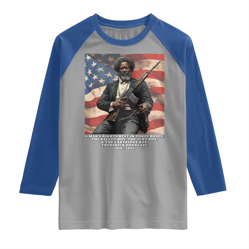 Frederick Douglass Raglan Shirt A Man's Rights Rest In Three Boxes American Flag TS11 Sport Gray Royal Print Your Wear