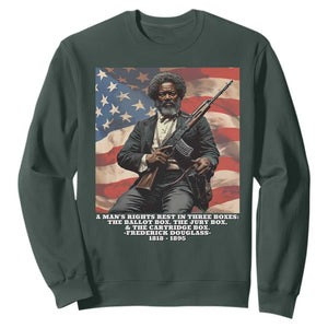 Frederick Douglass Sweatshirt A Man's Rights Rest In Three Boxes American Flag TS11 Dark Forest Green Print Your Wear