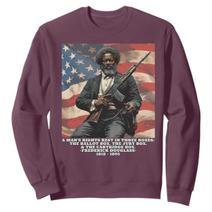 Frederick Douglass Sweatshirt A Man's Rights Rest In Three Boxes American Flag TS11 Maroon Print Your Wear