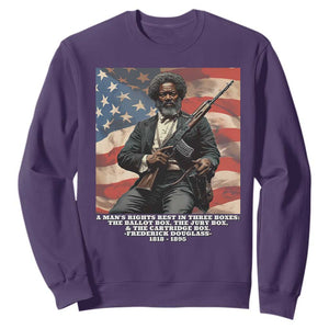 Frederick Douglass Sweatshirt A Man's Rights Rest In Three Boxes American Flag TS11 Purple Print Your Wear