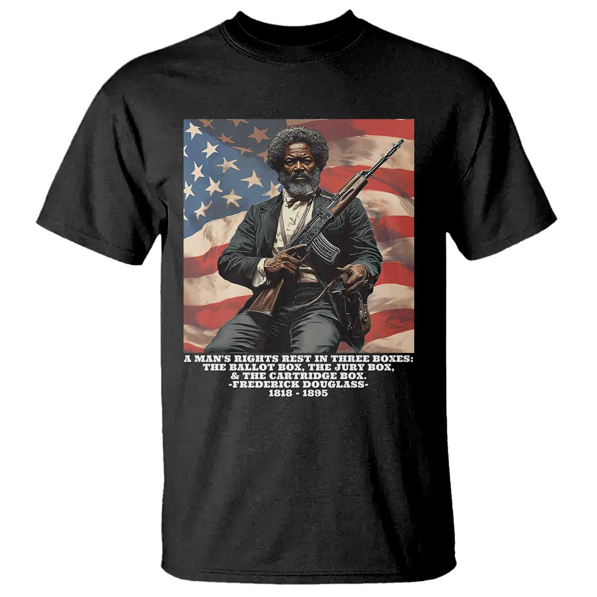 Frederick Douglass T Shirt A Man's Rights Rest In Three Boxes American Flag TS11 Black Print Your Wear
